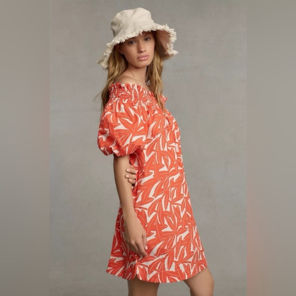 Anthropologie WHIT TWO Banana Leaf Off-The-Shoulder Dress